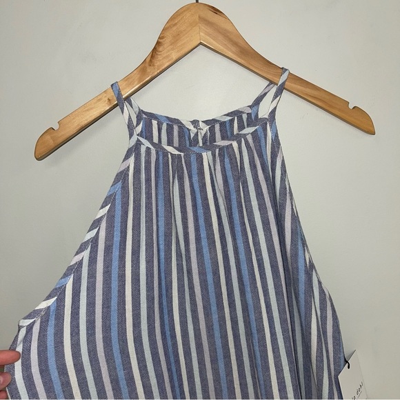 Bella Dahl Kia Halter Top‎  Size Small Blue White Striped Linen Tank Keyhole NWT - Picture 4 of 12